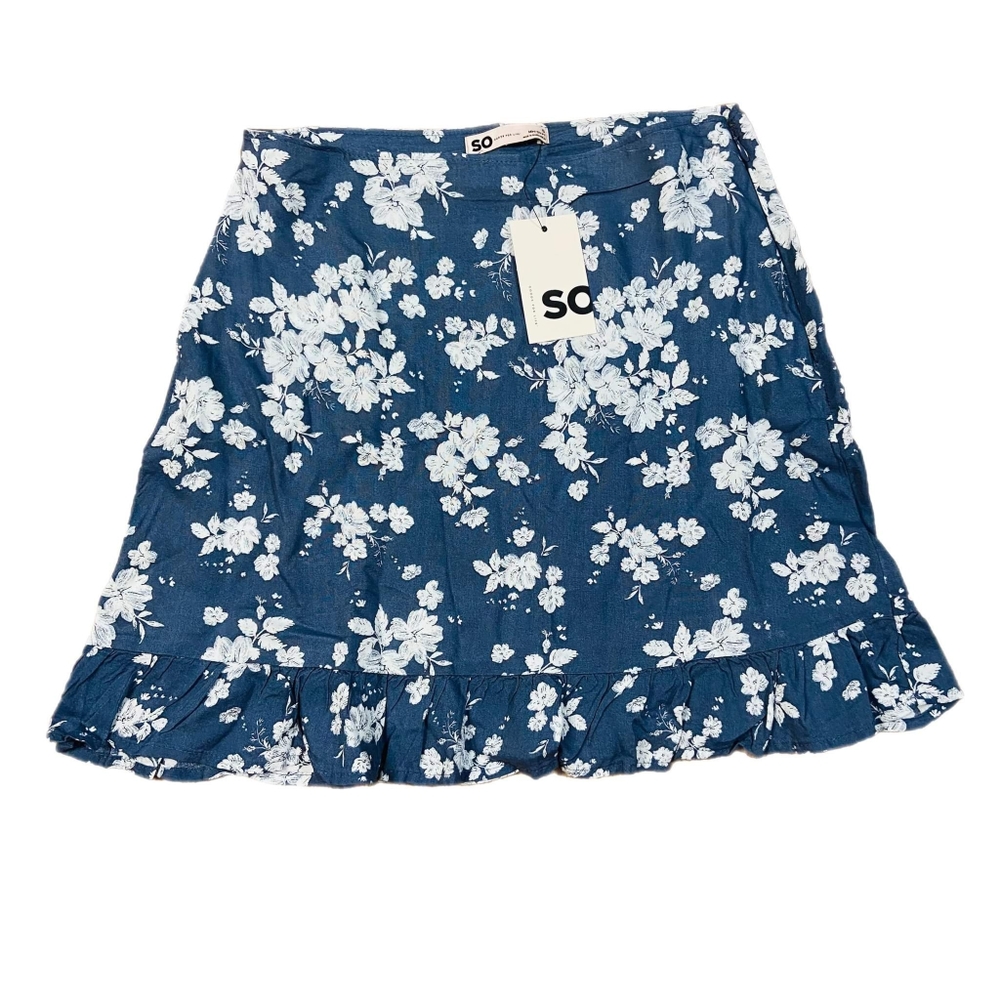 SO blue floral skirt